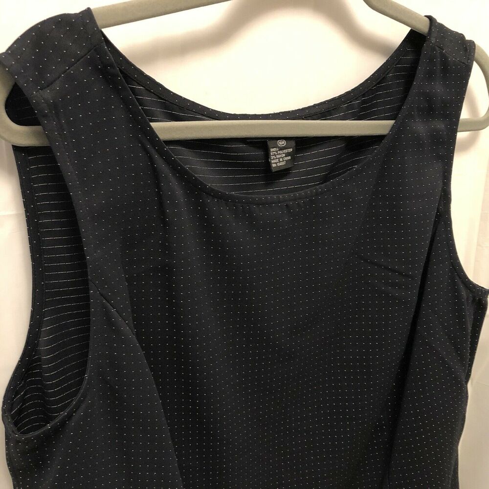 Focus 2000 Blouse Women Size 16W Navy Polka Dot Shell Tank Comfort Career Wear